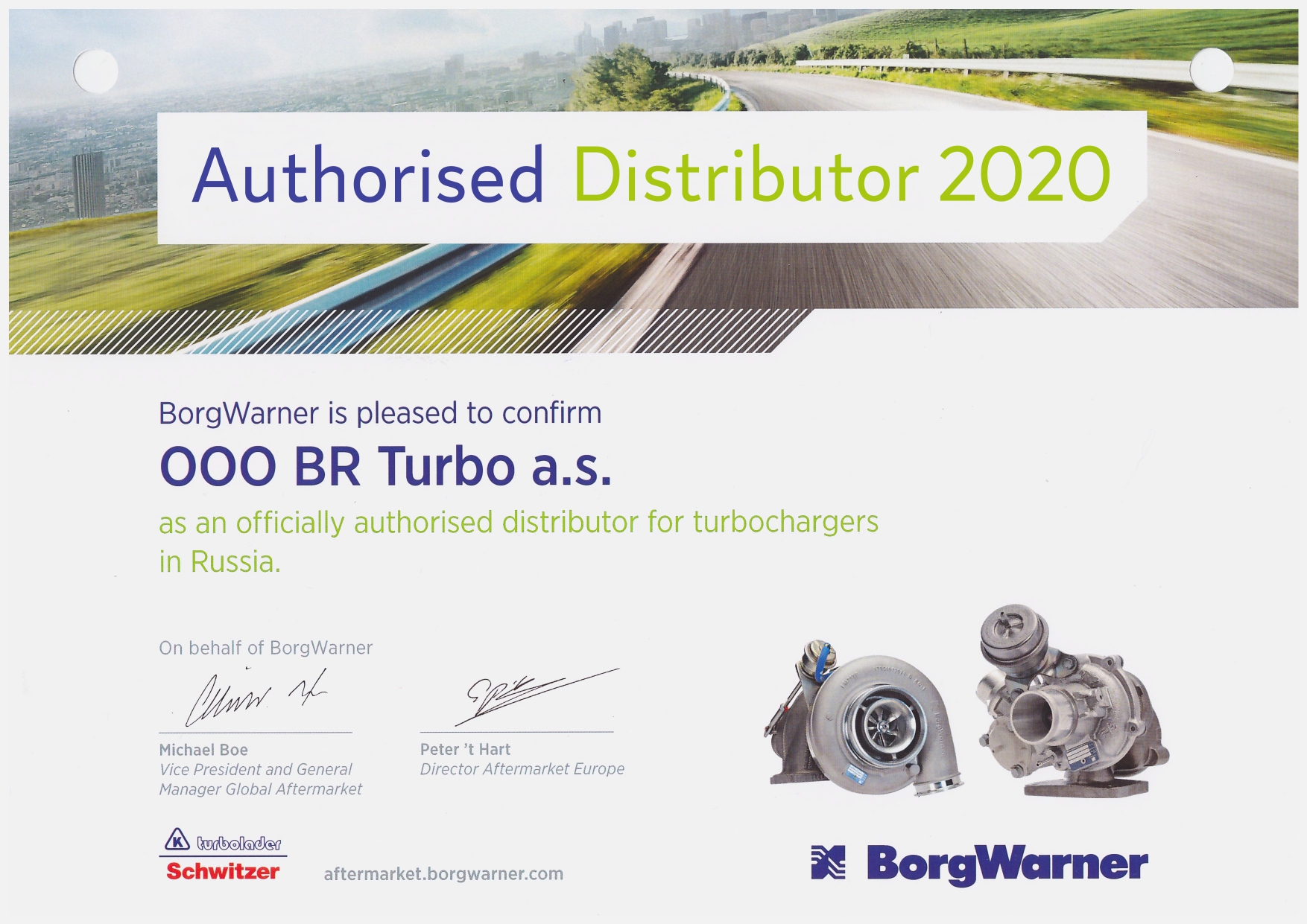 Сертификат BorgWarner 2020